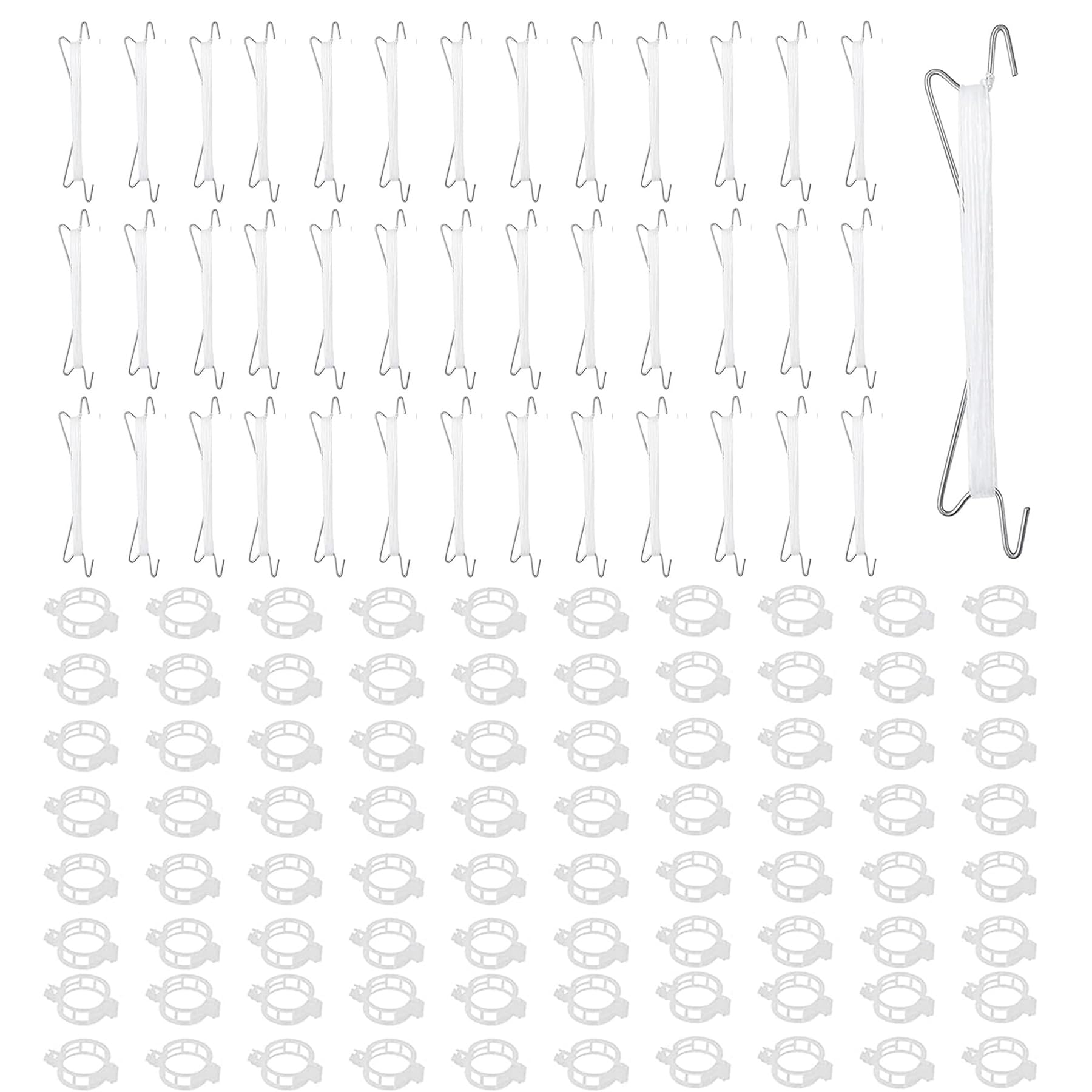 YeahBoom Tomato Hooks Metal, Pack of 40 Tomato Hooks with 80 Plant Buckles and 10 m Rope, Robust Tomato Hooks, Tomato Support Hooks Plants, Garden Tomato Hooks, Double Tomato Hooks for Hanging