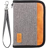 Passport Holder for Famliy Travel Wallet Passport Wallet Document Organizer RFID Blocking with Zipper Clutch Bag Flight Ticket Credit Cards Men Women(Grey)