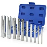 QWORK Tap Extractor Set, 10 Pcs Broken Head Screw Remover, Tap Bolt Extractor, for Removing Screws and Bolts (3 Types, Boxed)