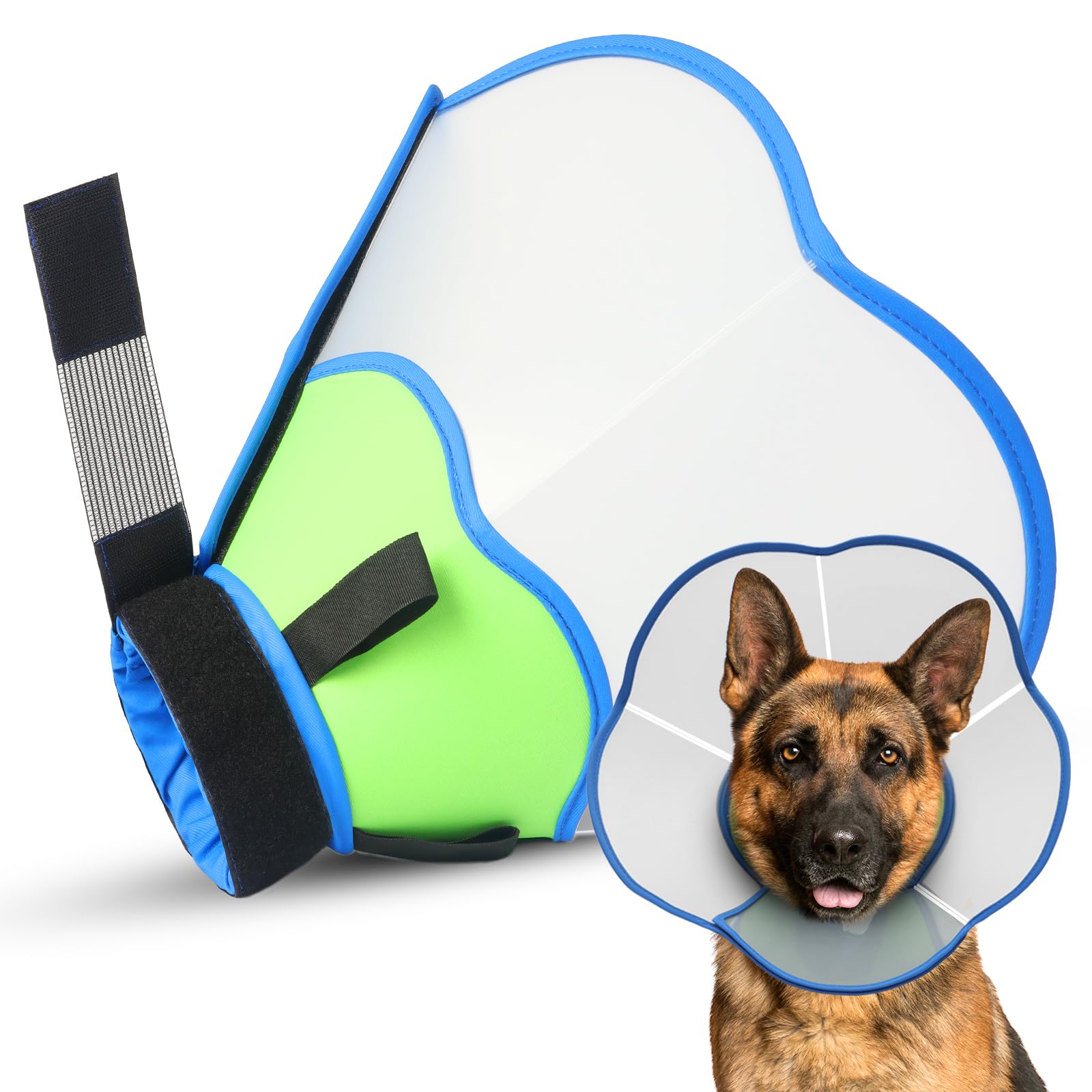 Photo 1 of Hard & Heavy Plastic Dog Cone Collar Alternative for Extra Large Dogs(Adult Lab Golden GSD), Pet Neck Head Protective Cone Anti-Lick, Adjustable Elizabethan Recovery Collar Cone of Shame for Healing