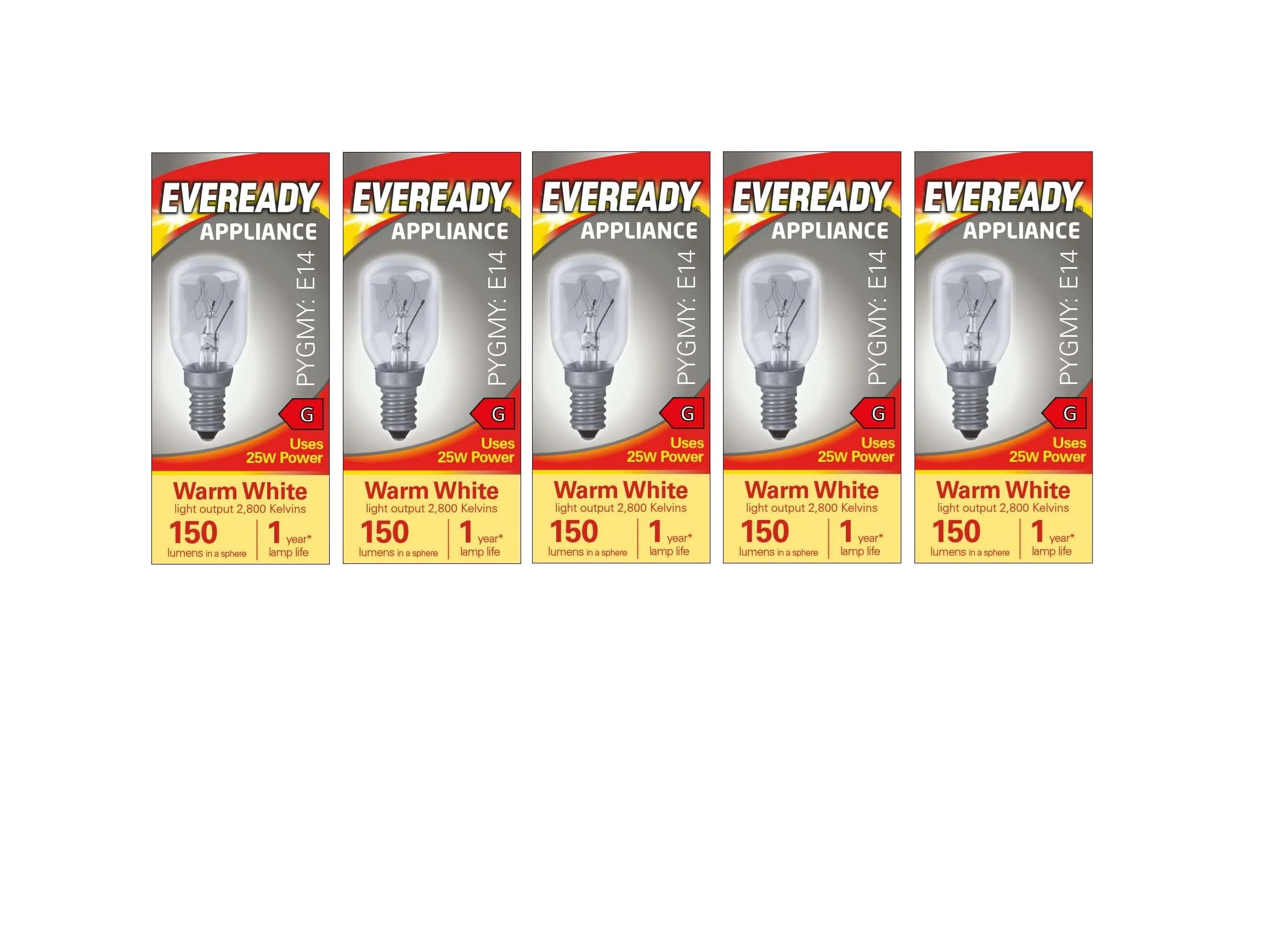 kanta 5 x 25w Pygmy Light Bulb SES (E14) Appliance/Salt/Lava/Nightlight/Decorative/Signs - Warm White