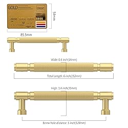 Amerdeco 10 Pack Brushed Gold knurled Cabinet Pulls