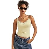 SUUKSESS Women Padded Lace Double Lined Tank Tops Sexy V Neck Summer Going Out Top