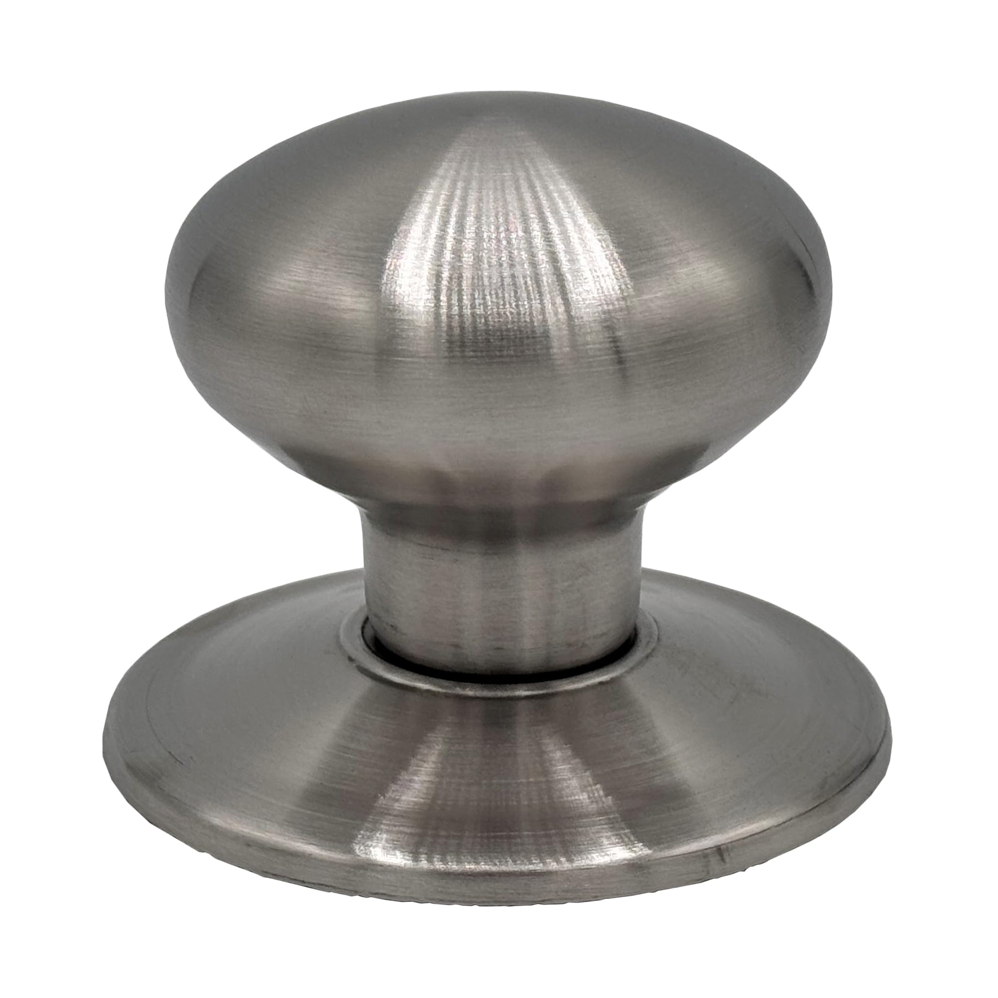 Micel - 11904 – Plain Knob for Entry Doors, Round, Stainless Steel Finish, Knob Attached to Plate, Diameter 70 mm