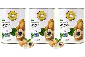 Premium Longan in Syrup (3) - 20 oz | Natural Ingredient | Use For Mocktails, Cocktails, Drinks, Smoothies | Real Fruit Harvested At Peak Season | Four Elephants Brand | Non-GMO and Gluten-Free