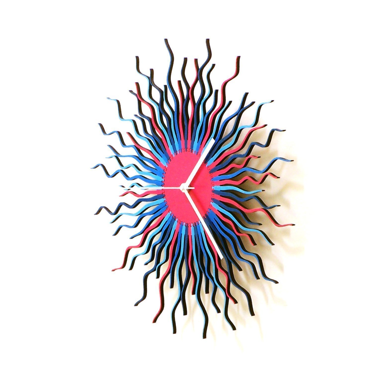 23.5 inch Pink and Blue Contemporary Wall Clock, Unique Wall decoration & Art + Handmade Medusa Blue Wall Clock Extra Large (XL) Size by ardeola - Image 4