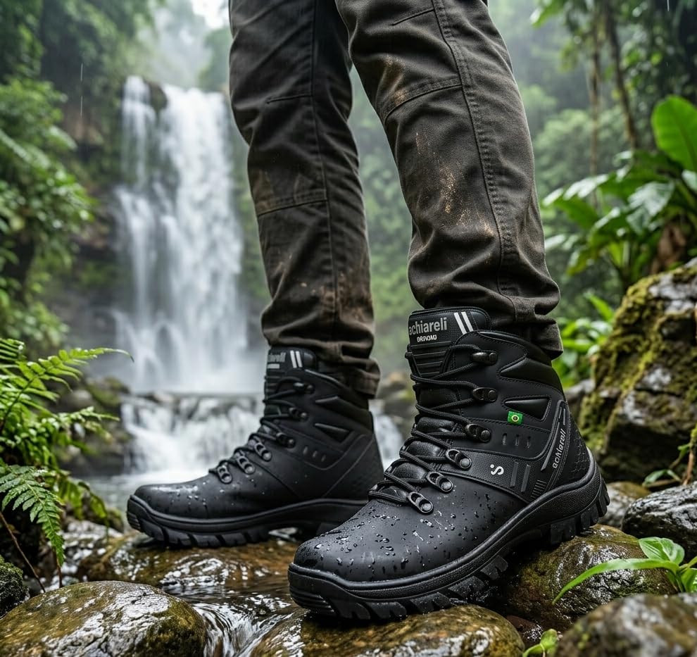 Bota Coturno Masculino Militar Zeus Palmilha em Gel Couro Legítimo
