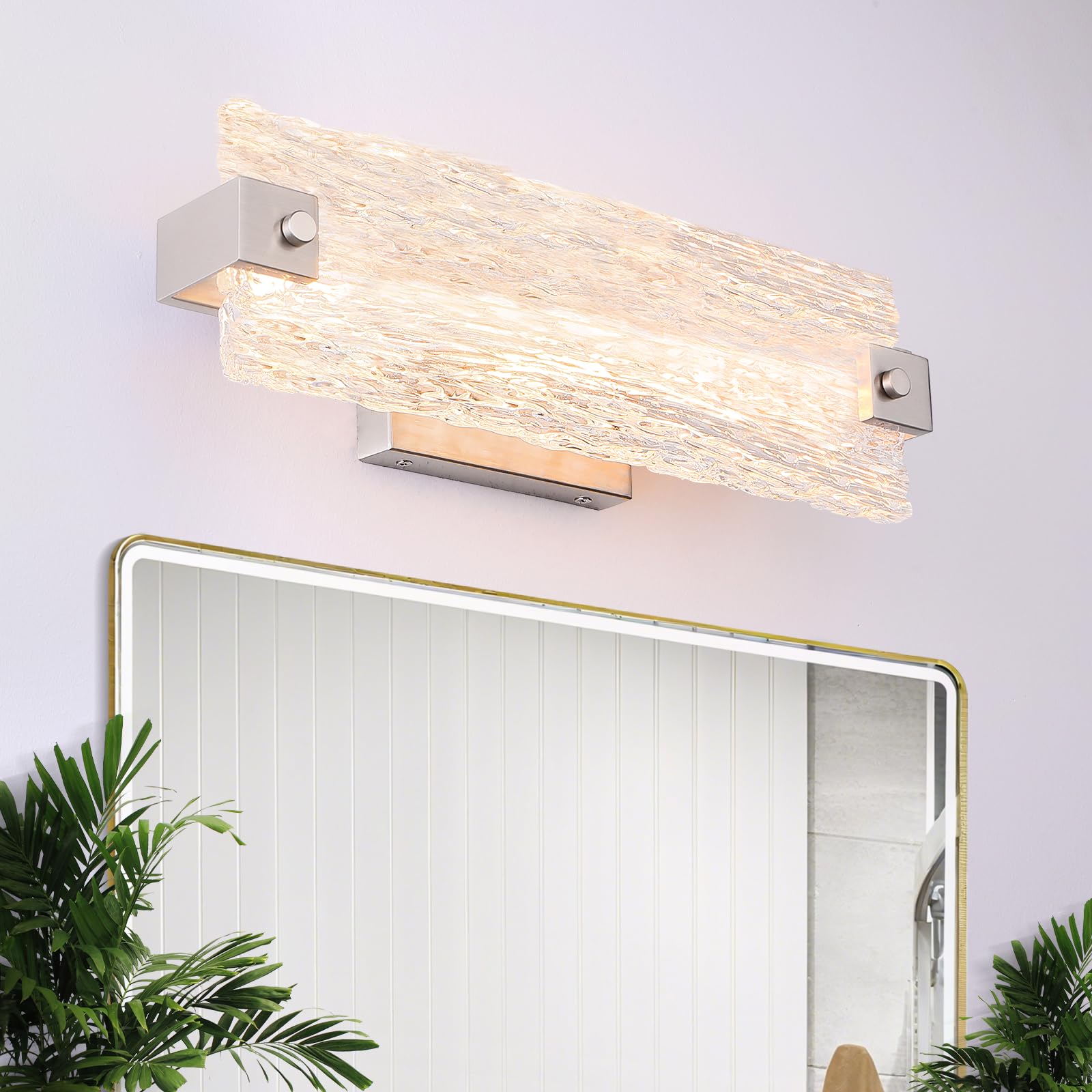 Photo 1 of Osimir Brushed Nickel Bathroom Vanity Light, 16.5 Inch 10W Dimmable LED Bathroom Light Fixture Over Mirror, Modern Crystal Bar Wall Sconce Lighting for Bath, 3CCT, OS-MM5001-2BN