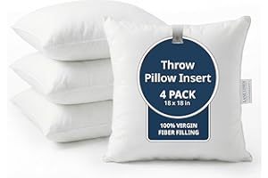 18x18 Pillow Inserts Set of 4 – Premium Down Alternative Throw Pillows for Couch, Bed & Sofa - Soft Fluffy Decorative Stuffer