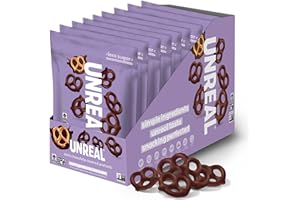 UNREAL Dark Chocolate Covered Pretzels, 7g Sugar, Chocolate Candy Treat Bag, Gluten Free, Fair Trade, Non-GMO, 1.5oz (Pack of 9)
