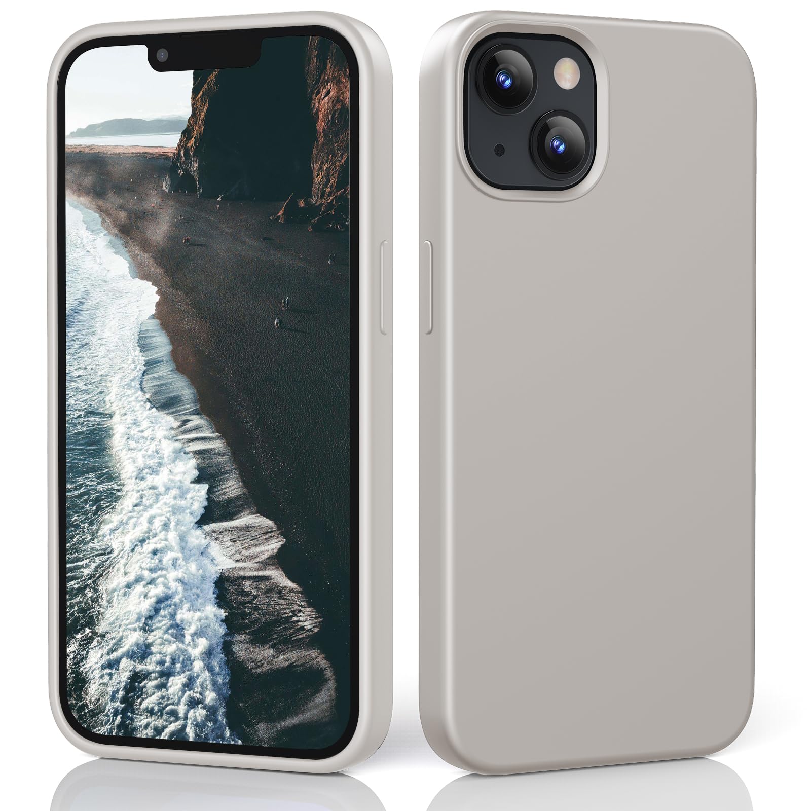 TIIXXE Silicone Case Compatible with iPhone 13 case Soft Ultra Slim Protective Shockproof Liquid Silicone Phone Case,Anti-Scratch Microfiber Lining, 6.1" rock grey — image 1