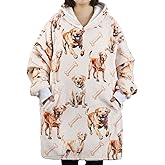 Huglanket Labrador Gifts for Labrador Lovers & Dog Mom, Wearable Blanket Hoodie, Oversized Wearing Blanket with Two Large Pocket for Birthday & Christmas - Beige