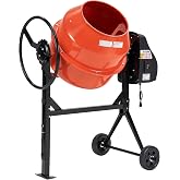 SPECRAFT Electric Cement Mixer, 4.9 Cu.Ft Portable Concrete Mixer | Stand and Wheels Concrete Mixer 550W 110V Motor Durable Mixing Drum Mortar Stucco Feed Construction Farm Garden Use