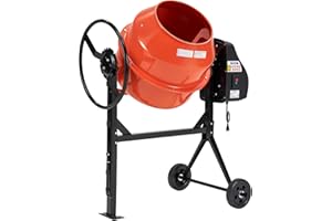 Specraft 4.9 Cu.Ft. Electric Cement Mixer, 550W Portable Concrete Mixing Machine with 140L Drum, 110V Motor, 30RPM Rotation for Mortar, Stucco, and Feed