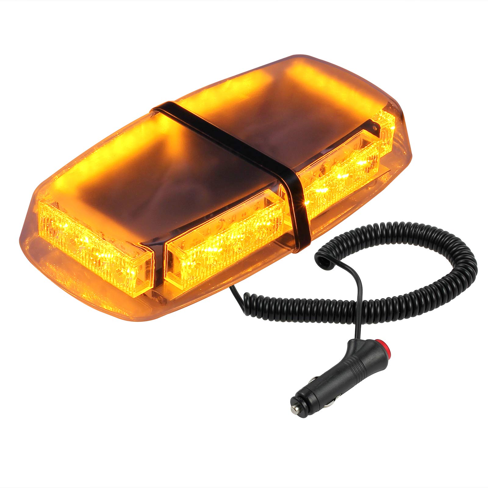 Justech Car Emergency Warning Lights 24LED 24W Amber Hazard Warning Beacon Car Roof Light - Recovery Beacon Bar 12V 7 Flash Modes for Van Car Truck Trailer RV Caravan - with Magnetic Base