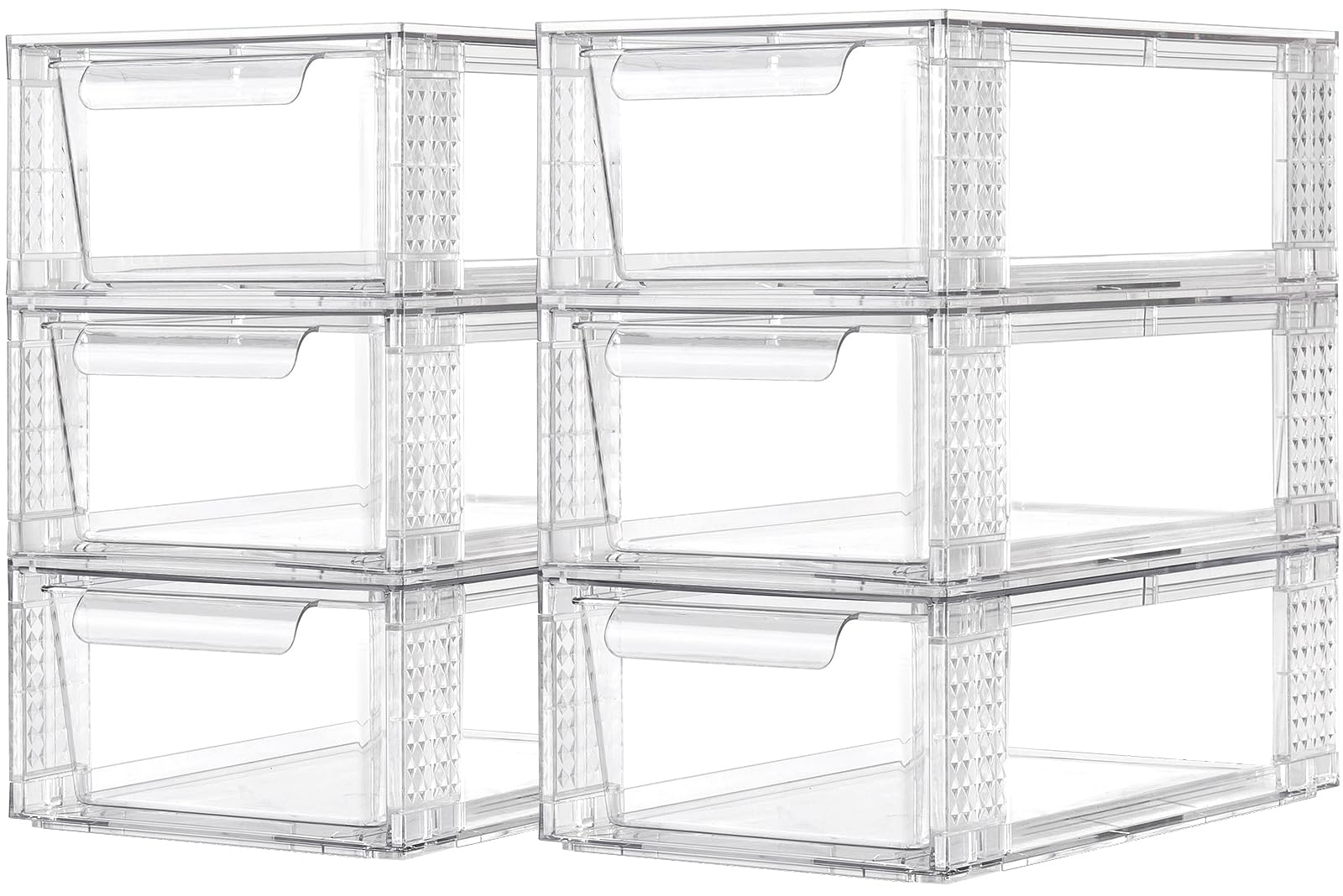 Photo 1 of Zero Zoo 6 Pack Clear Stackable Storage Drawers, 3.95" H Easily Assemble Acrylic Organizer Bins - Multi-Use for Make up, Closet, Pantry, Bathroom, Medicine, Kitchen Cabinet & Undersink Organization