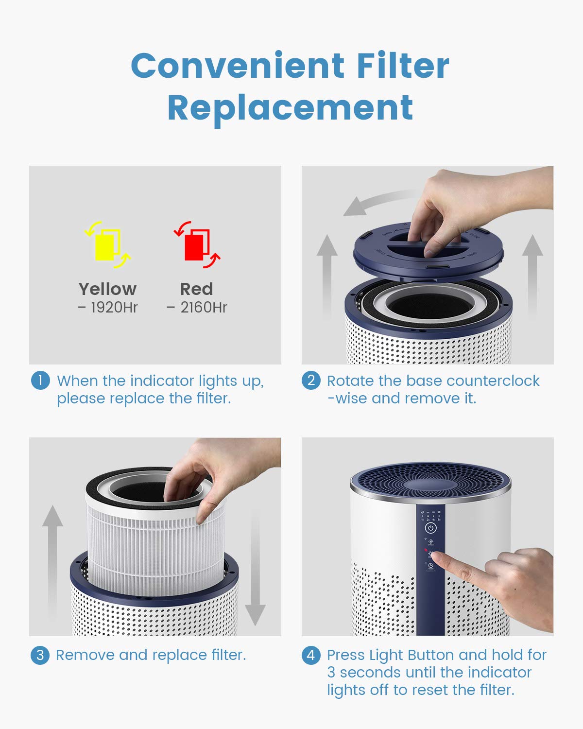 TCL Air Purifier for Home Room Bedroom, Smart WiFi Alexa Control, True H13 HEPA Air Filter Remove 99.97% Smoke Odor Pet Dander Dust Pollen Mold Air Cleaner Metal Design with Night Light