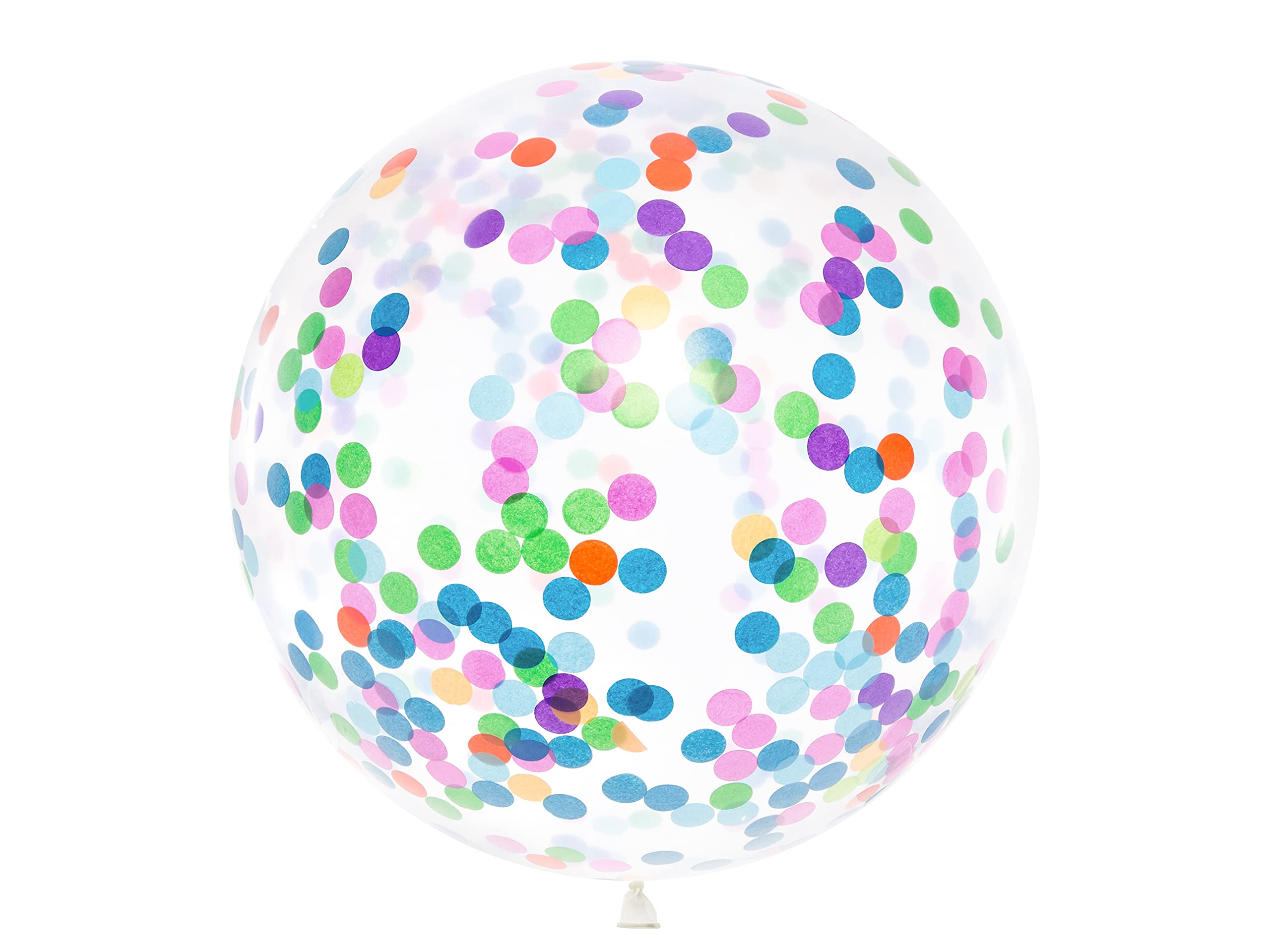 PartyDeco Giant Transparent Latex Balloon with Multicoloured Confetti 1 m - Colourful - One Size