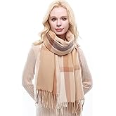RIIQIICHY Plaid Scarf for Women Fall Winter Pashmina Scarves Wraps for Cold Weather Warm Large