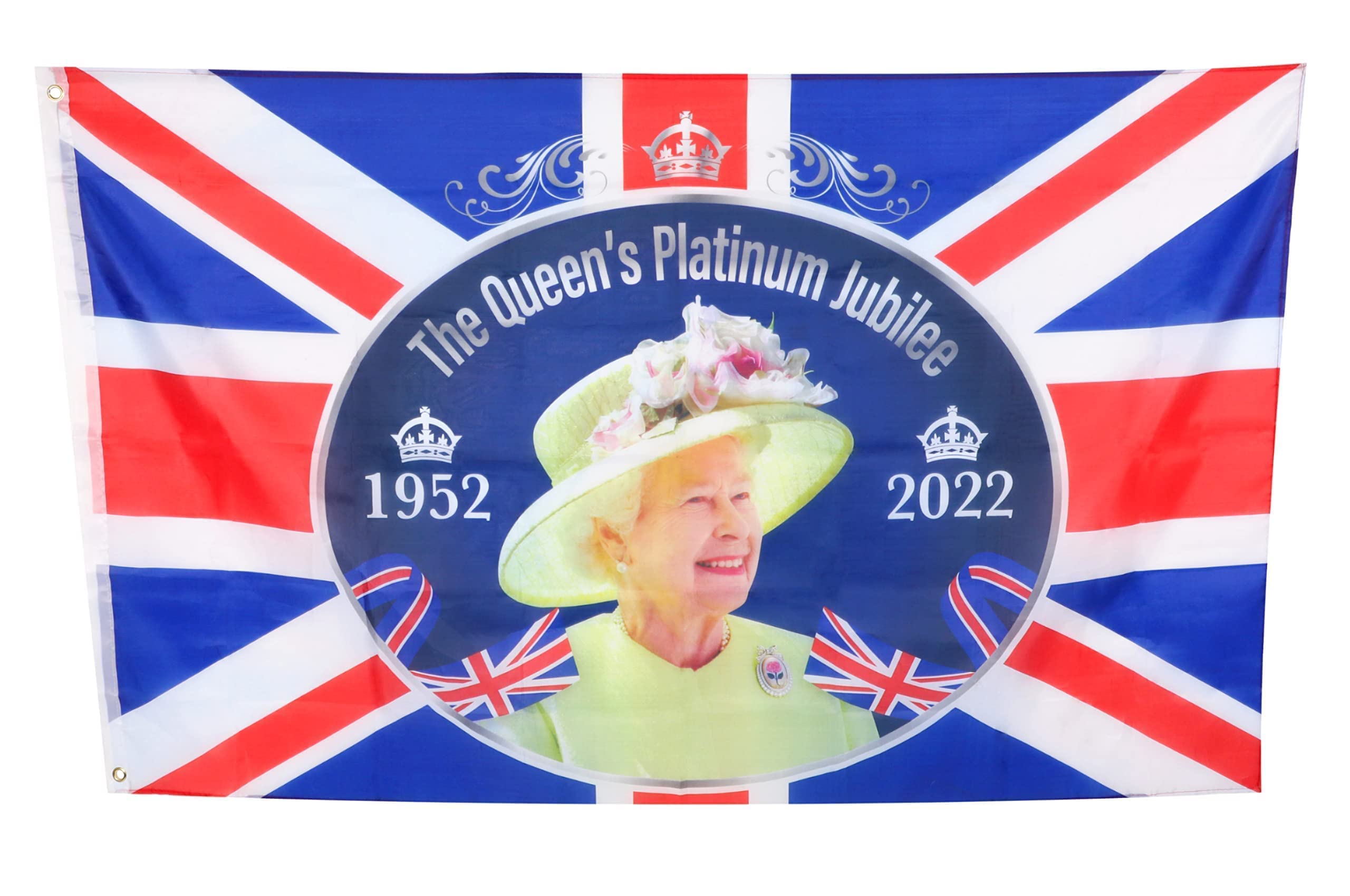 Toyland 5ft X 3ft (150cm X 91cm) Queens Platinum Jubilee Union Jack Flag Featuring Her Majesty The Queen - British Decorations (FLAG)
