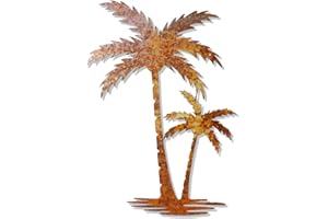 Shimeyao Palm Tree Metal Wall Art Home Decor Beach Theme Outdoor Wall Decor Hanging Metal Tree Cutout Tropical Decorative Metal Wall Plaque for Garden Home Patio Outdoor Supplies