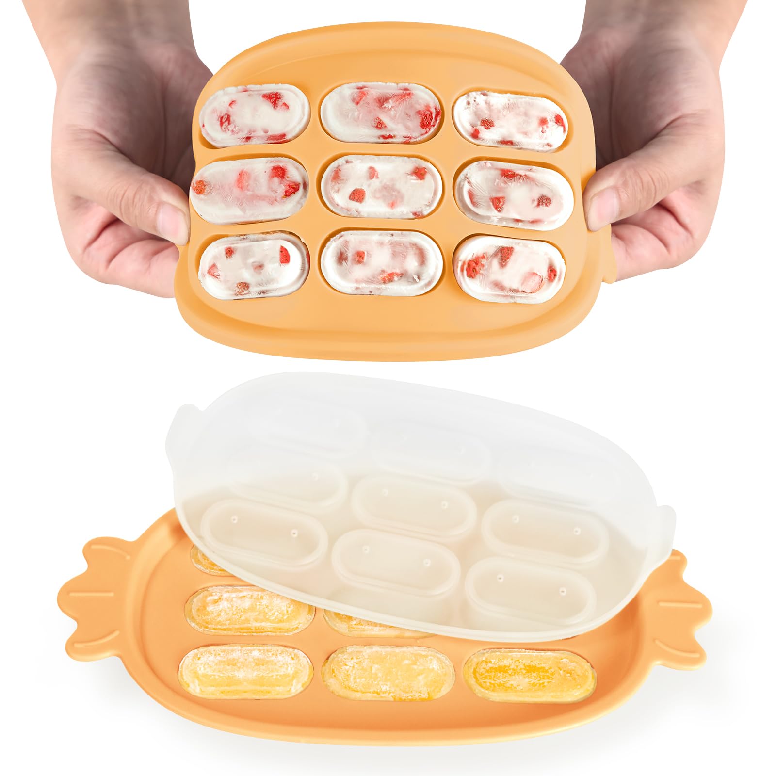 Photo 1 of Haakaa Baby Popsicle Mold - Baby Food Maker & Breastmilk Teething Freezer Tray - BPA Free Silicone-Orange