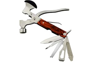 ROSE KULI Camping Gear Multitool, Cool & Unique Birthday Gifts for Men Dad Husband Boyfriend, 18-in-1 Survival Gear for Outdoor Hunting Hiking, Emergency Escape Tool with Axe,Hammer,Plier,Knife,Bottle Opener