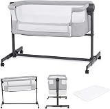 Kinderkraft Nestee UP 2 Co-Sleeping Cot with Birth Mattress Grey view 3