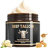 Boqiao Whipped Beef Tallow Honey Balm, Grass-Fed Beef Tallow for Skin with Olive Oil, Organic Face and Body Moisturizer Cream for Soft Smooth Skin, Natural formula Deep Nourishing
