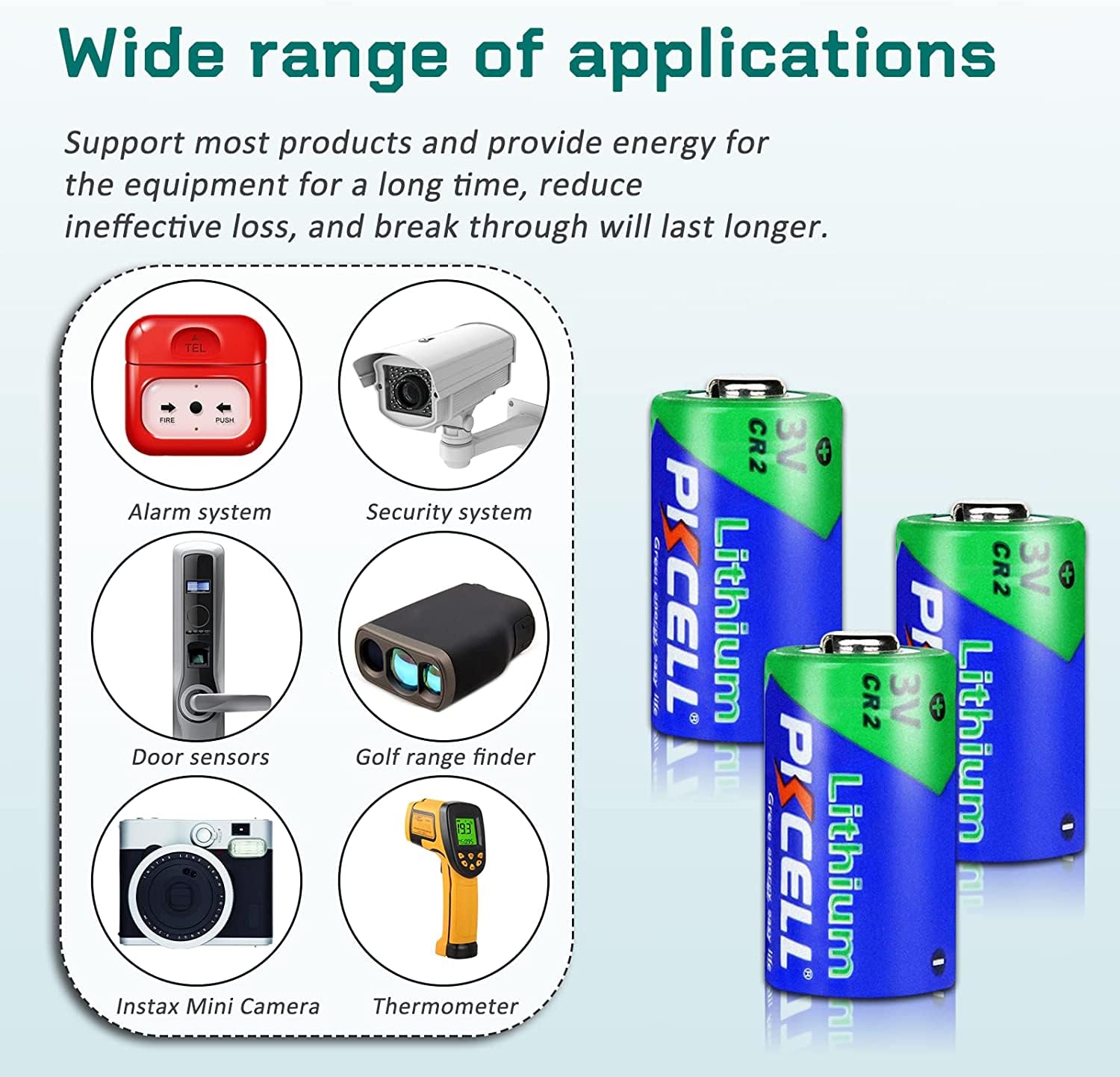 PKCELL CR2 Battery 4 Pack CR2 3V Lithium Battery for Golf Range Finder, Flashlight and More