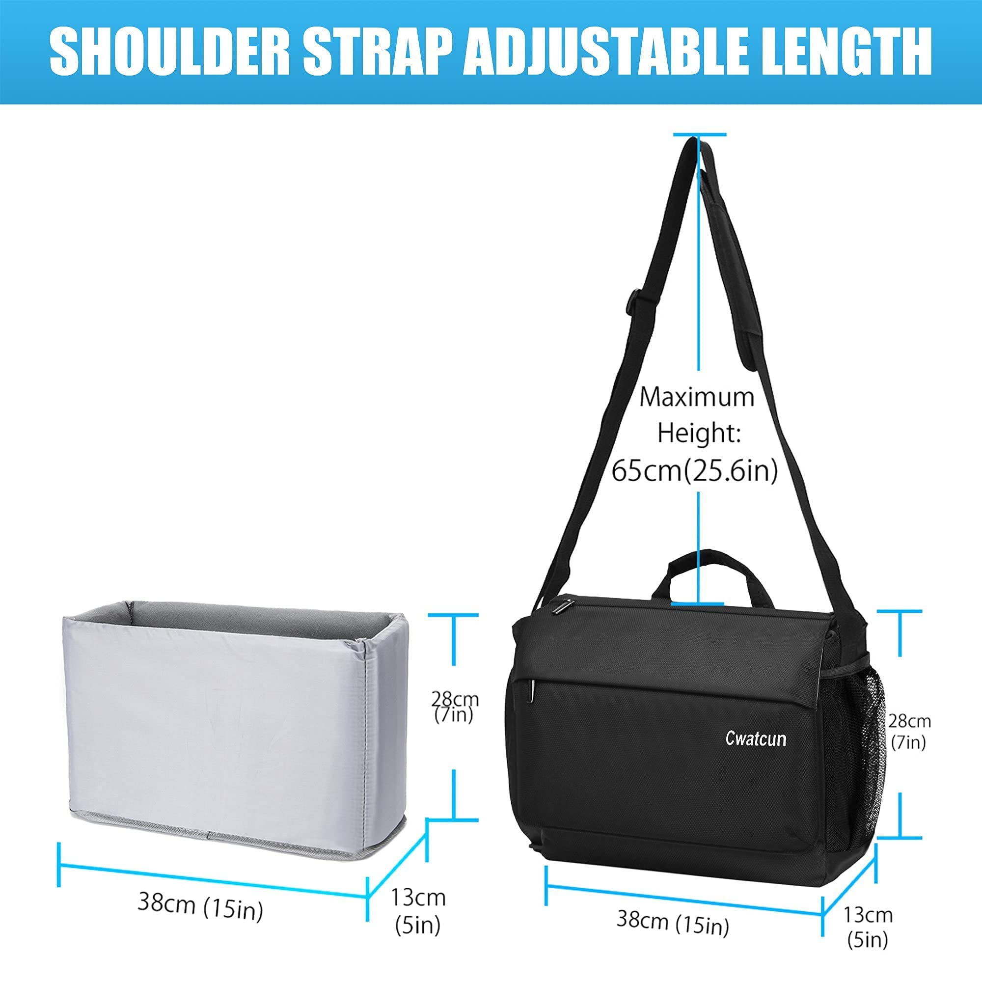 Cwatcun Shockproof Camera Bag with Detachable Insert Case for Canon Sony Nikon Leica Pentax Many Brands Cameras & Lenses Crossbody Camera Bag DSLR SLR Shoulder Camera Bag with Tripod Straps