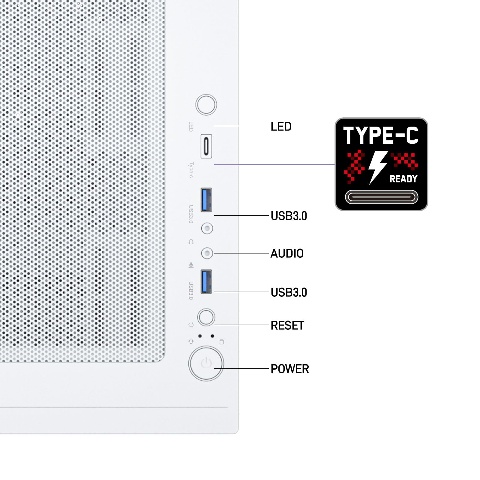 DARKROCK MH200 White PC Computer Case for Office&Gaming Compact Mid-Tower Micro ATX Mini ITX High-Airflow Mesh Front & Side Panel Top 240mm Radiator Support Type-C Ready, ARGB 120mm Fan Pre-Installed