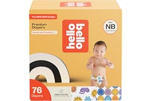 Hello Bello Premium Diapers Size NB, Safari Squad & Shine and Dandy Designs, 76ct Club Box