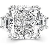 Effinny 10ct Luxurious Crushed Ice Radiant Cut Three Stone Engagement Ring,Big CZ Cubic Zirconia 925 Sterling Silver Promise Ring for Wedding,Daily,Travel