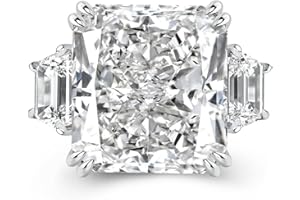 Effinny 10ct Luxurious Crushed Ice Radiant Cut Three Stone Engagement Ring,Big CZ Simulated Diamond 925 Sterling Silver Promise Ring for Wedding,Daily,Travel