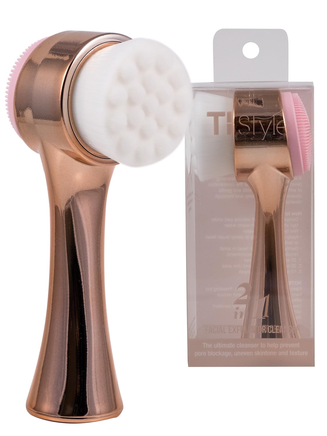 2 in 1 Face Brush for Cleansing and Exfoliating - Facial Cleaning Brush with Soft Bristles - Scrubber to Massage and Scrub Your Skin - Deep Pore Exfoliation, Wash Makeup, Massaging, Acne