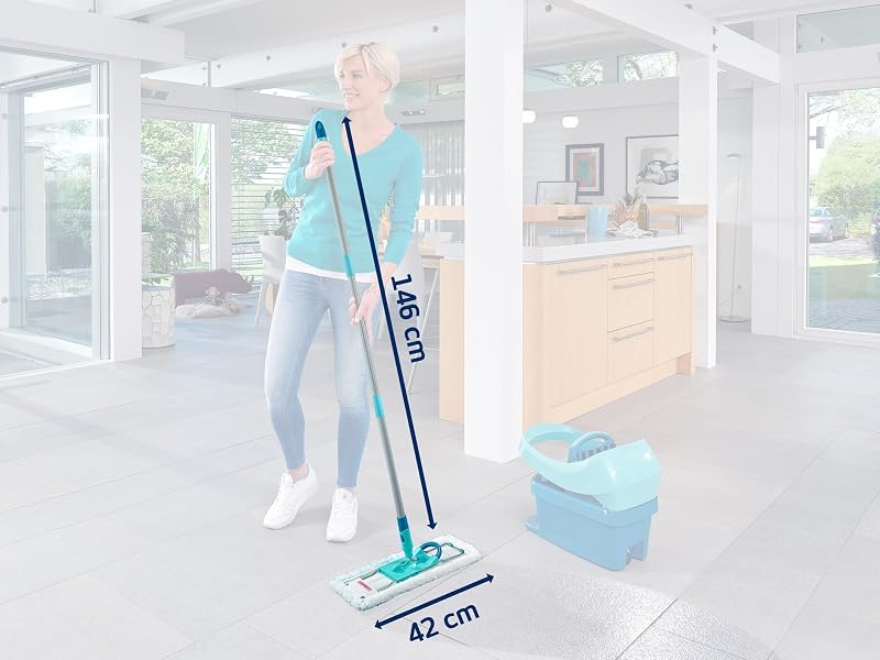 Leifheit Profi XL micro duo mop com vara de aço, mopa flexível com junta giratória, mop mop para grandes superfícies