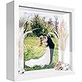 TouYinger 12x12 Shadow Box Frame with Letter Stickers, Graduation Memories Frame, Display Case Box for Memorabilia, Baby Items, Wedding Memories, Crafts, Tickets and Photos (White, 12x12)