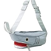 Premium Nylon Shark with Gill Pockets Fanny Pack Hip Waist Bag in Grey