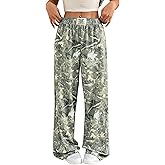 ZAFUL Women's Camo Sweatpants Y2K Elastic High Waisted Wide Leg Casual Straight Cargo Pants Joggers with Patch Detail