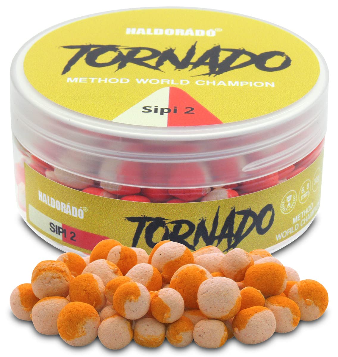 Haldorado TORNADO Method World Champion Carp Fishing Baits Pellets/Boilies, Orange-Cinnamon Flavoured, Orange-White Coloured, 4 Different Baits, Sipi 2