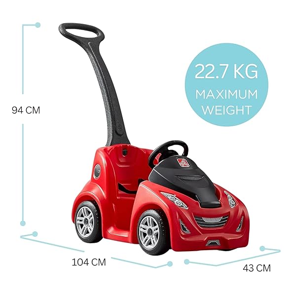STEP2 PUSH AROUND BUGGY GT KIDS PUSH CAR, RIDE ON TOY, STROLLER SUBSTITUTE, INCLUDES SEAT BELT & HORN, MADE OF DURABLE PLASTIC, MAX WEIGHT 50 LBS., FOR TODDLERS 1.5-3 YEARS OLD, RED