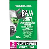 Baja Beef Jerky | Keto Friendly, Gluten Free, Low Calorie Craft Jerky | 25g Protein, 100% All-Natural Beef, No Nitrates | 3 p