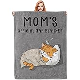 VANZEV Mom's Official Nap Blanket, Cute Cat Fleece Throw with Humorous Design, Soft Cozy Lightweight Blanket, for Mothers, 50x60 in,Decor