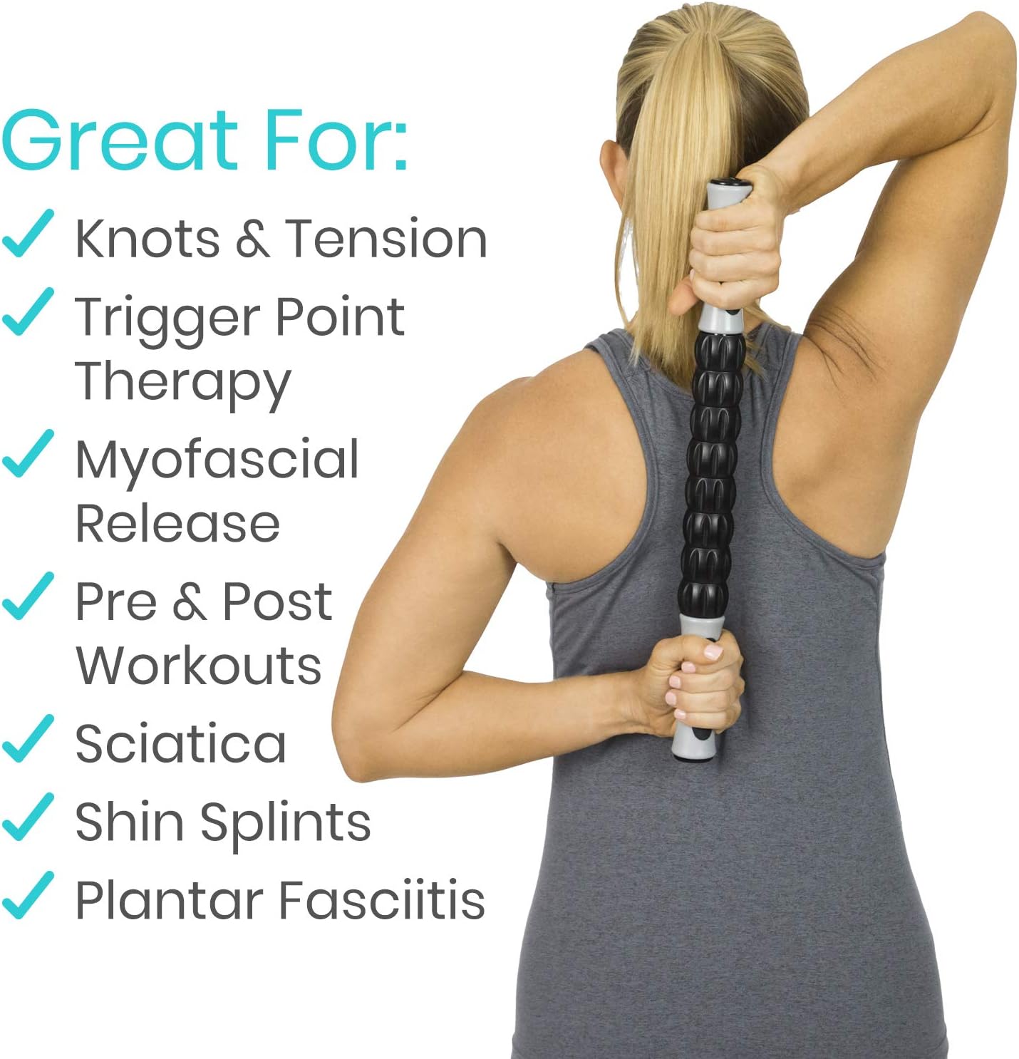 Vive Muscle Roller Stick - Body Massage for Deep Tissue - Massager for Sore Back, Neck, Leg, Foot, Arm, Yoga Exercise - Firm Rolling Tool for Workout, Runners, Athletes, Trigger Point Soreness Relief: Health & Personal Care