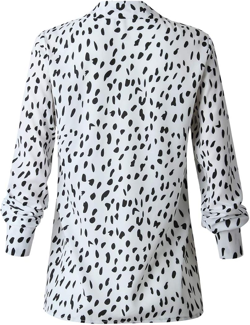 ECOWISH Womens Casual Tops V Neck Leopard Tunic Long Sleeve Button Down Shirts Top at  Women’s Clothing store