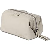 KomalC Premium Buffalo Leather Toiletry Bag for Men & Women With Water resistant Lining, Grooming Travel Pouch, Unisex Wash Bag for Toiletries, Gifts for Men and Women