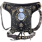 Gothic Waist Bag Fanny Pack Leather Steampunk Bag Side Bag Travel Purse Side Wallet Punk Rock Chain Leg Bag Crossbody Shoulder Messenger Bags Handbag Hip Holster Pouch for Women Girls (Black)