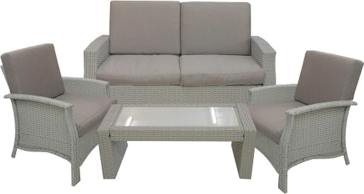 Northlight 4 Piece Gray Resin Wicker Outdoor Patio Furniture Set Gray Cushions Amazon Co Uk Garden Outdoors