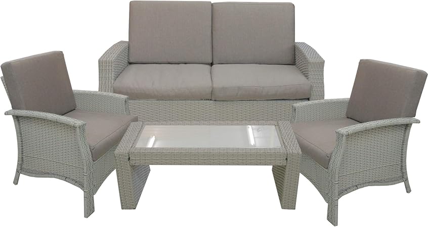 Amazon Com Northlight 4 Piece Gray Resin Wicker Outdoor Patio Furniture Set Gray Cushions Garden Outdoor